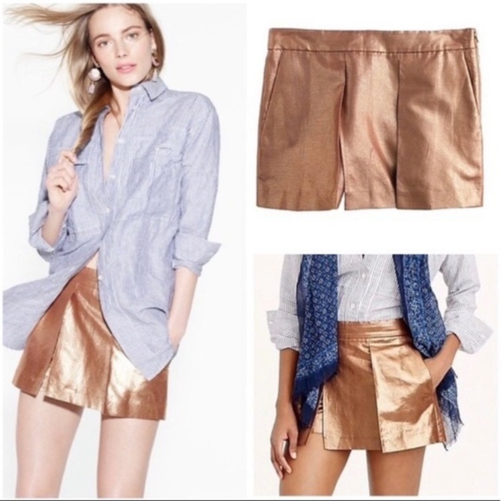 J. CREW metallic crossover skort 6 rose gold
